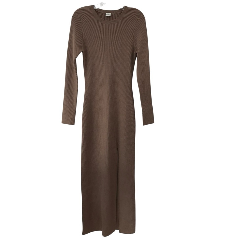 Abercrombie & Fitch Long Sleeve Maxi Dress Oatmeal Size LP Cream